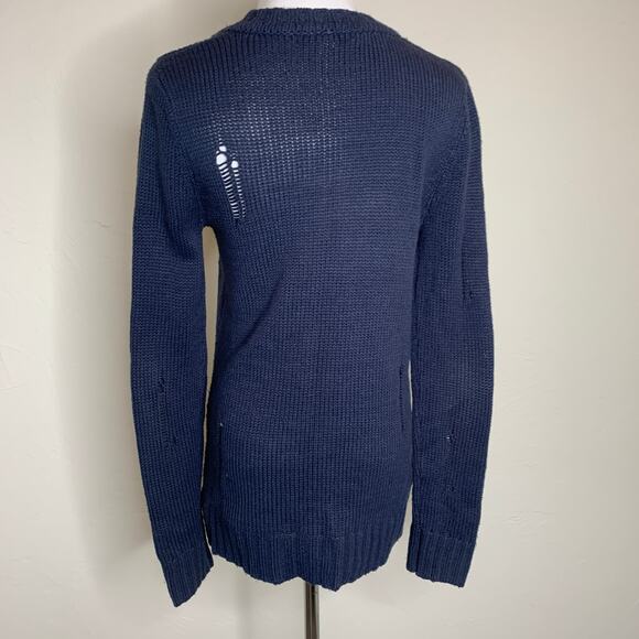 Distressed Navy Blue Cardigan Sz Small - Picture 2 of 10